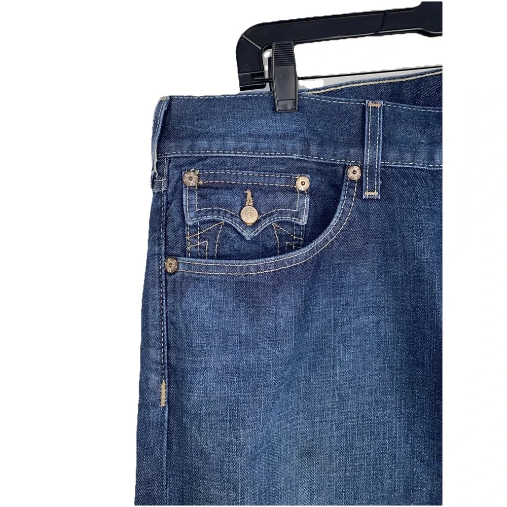 TRUE RELIGION BILLY BOOTCUT JEANS Mens 36x34 USA Made DARK Auburn Fine Stitching